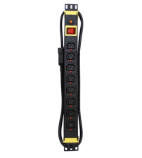 SAFIX SAUDI MADE 19" PDU 8C13 SOCKETS ALUMINUM BLACK COLOR WITH SWITCH, 10A OVERLOAD BUTTON & C14 PLUG (1.8 MTR)
